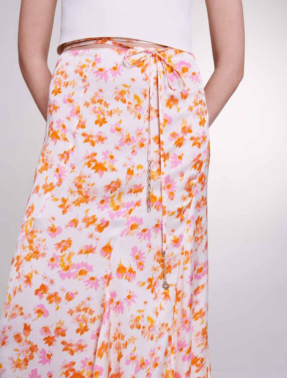 Satin-effect floral skirt -  - MAJE