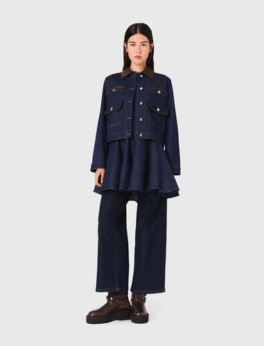 Denim jacket with faux leather : Blazers & Jackets color Navy