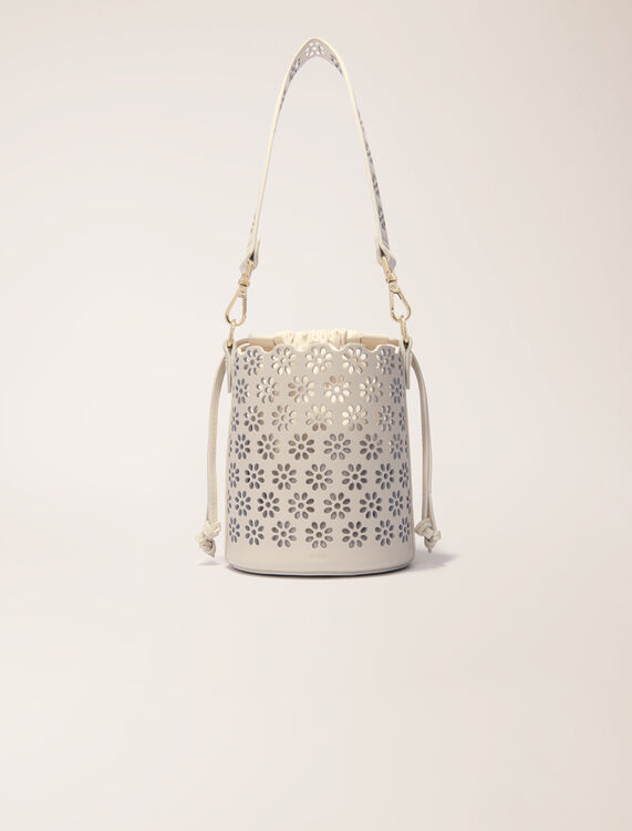 Perforated leather bucket bag : Shoulder bags color Ecru