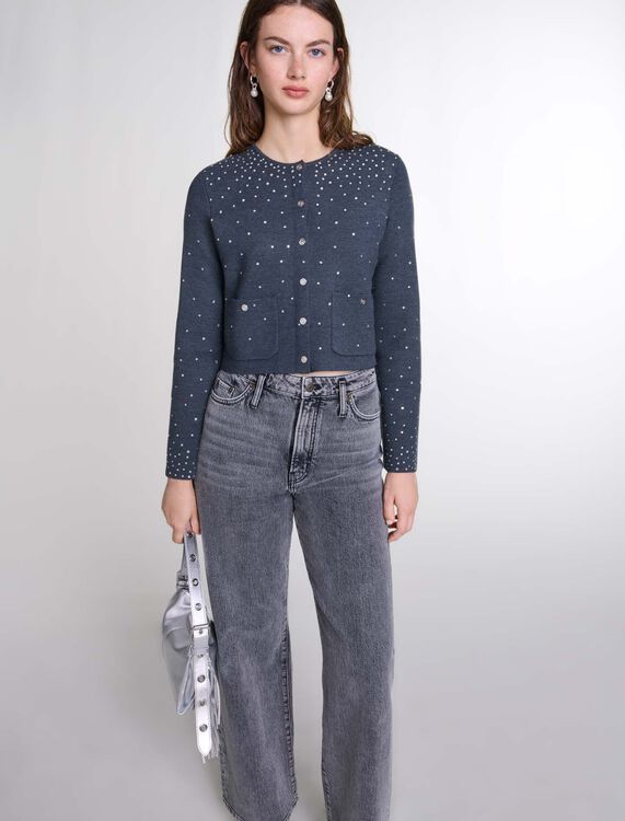 Knitted jumper with rhinestones - Fall-Winter Collection - MAJE