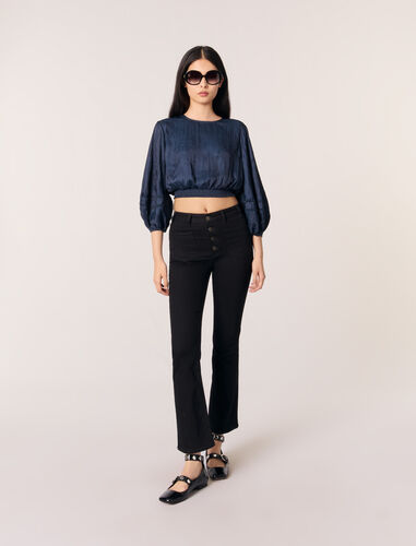 Satin-look short top : Tops color Navy