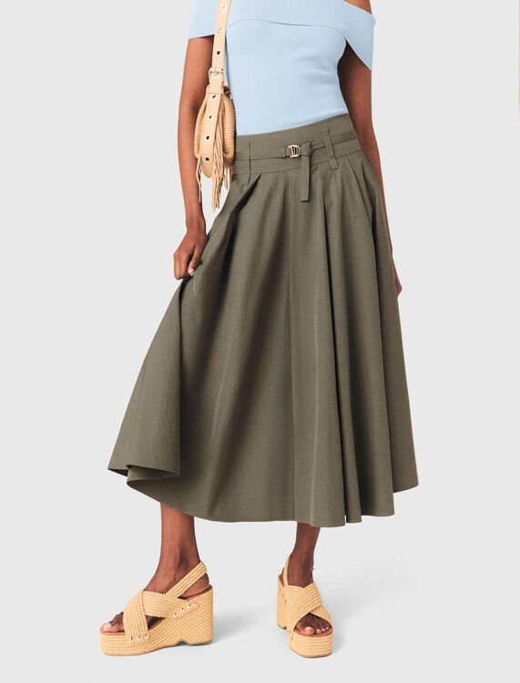 Cotton pleated maxi skirt - Skirts & Shorts - MAJE