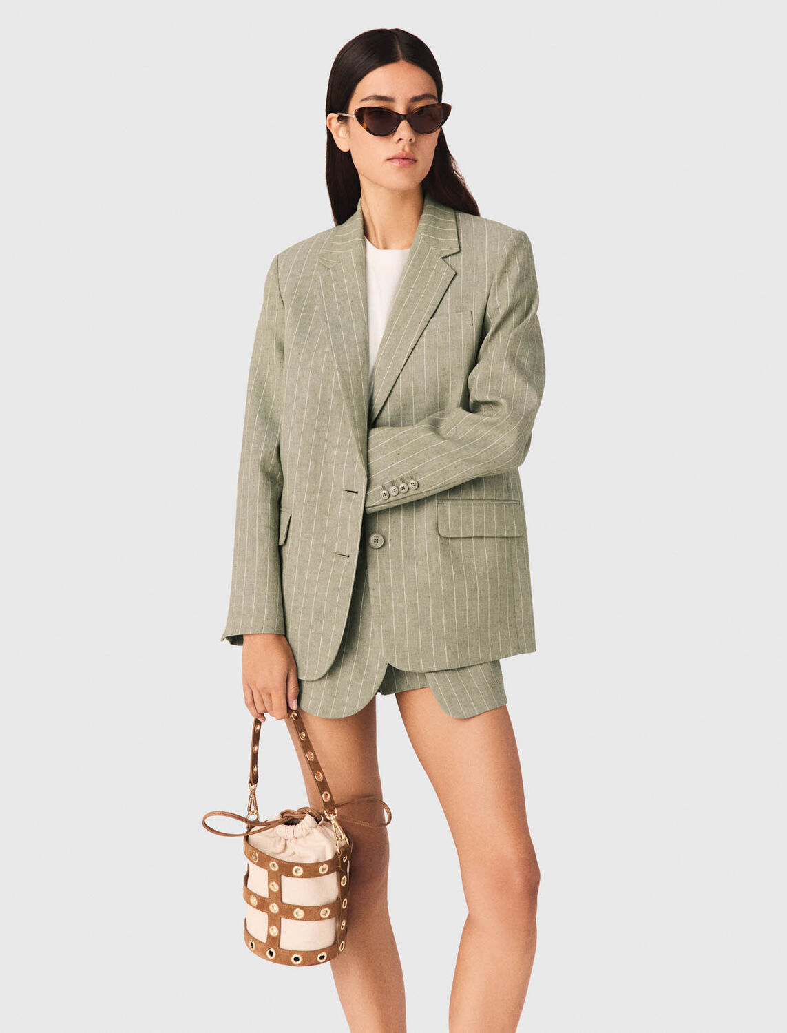 Linen blend suit jacket : Blazers & Jackets color Khaki