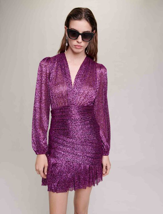Metallic fibre pleated dress - Dresses - MAJE