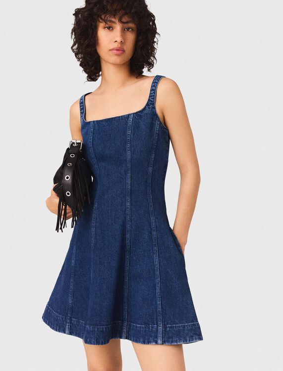 Short denim flared dress - Dresses - MAJE