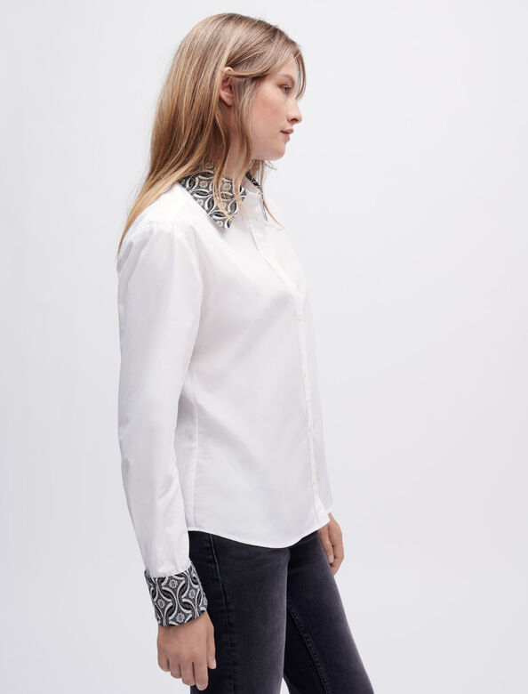 Poplin shirt with jacquard collar : View All color 