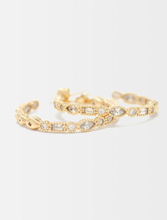 Diamanté-embellished large hoop earrings -  - MAJE