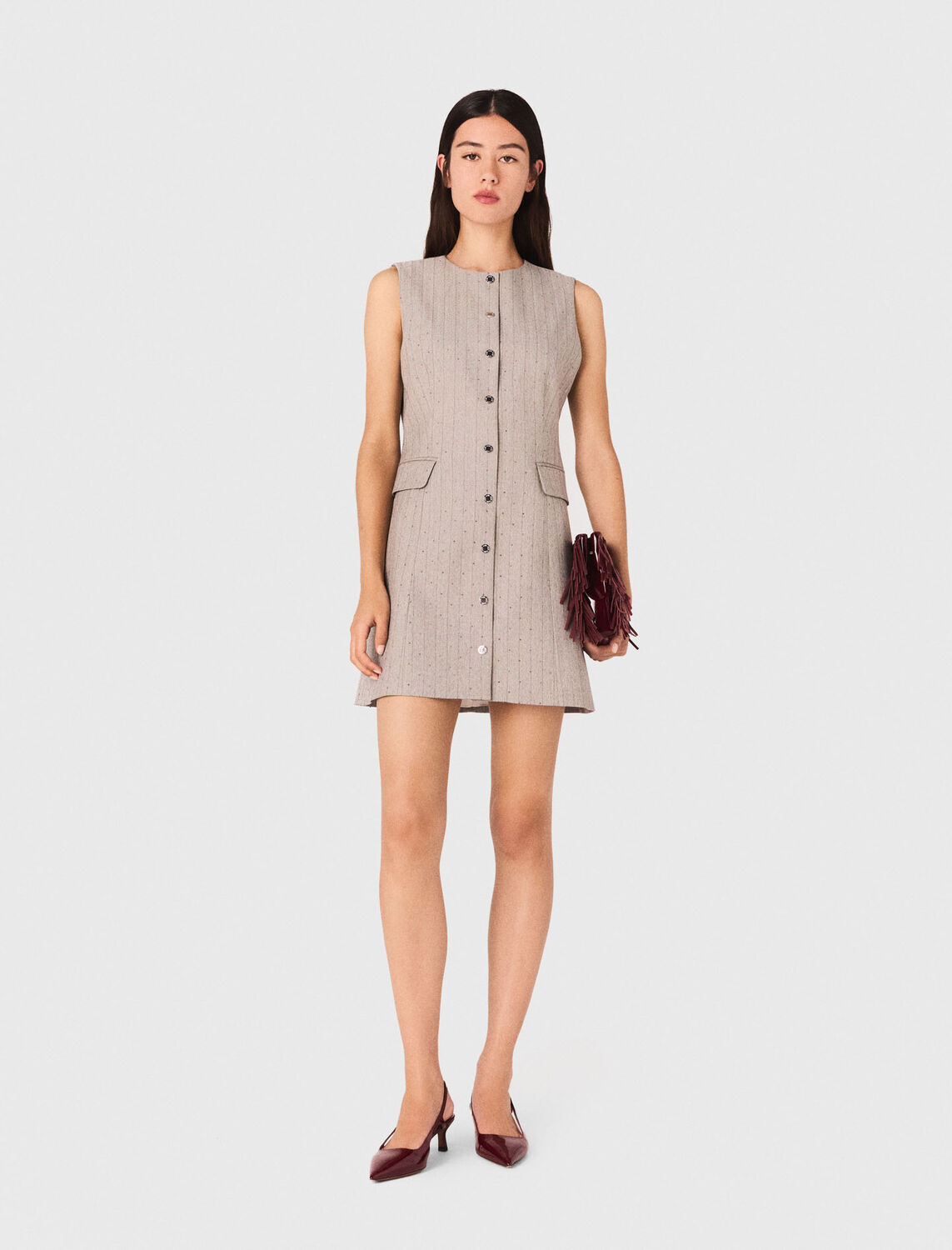 Short rhinestone suit dress - Dresses - MAJE