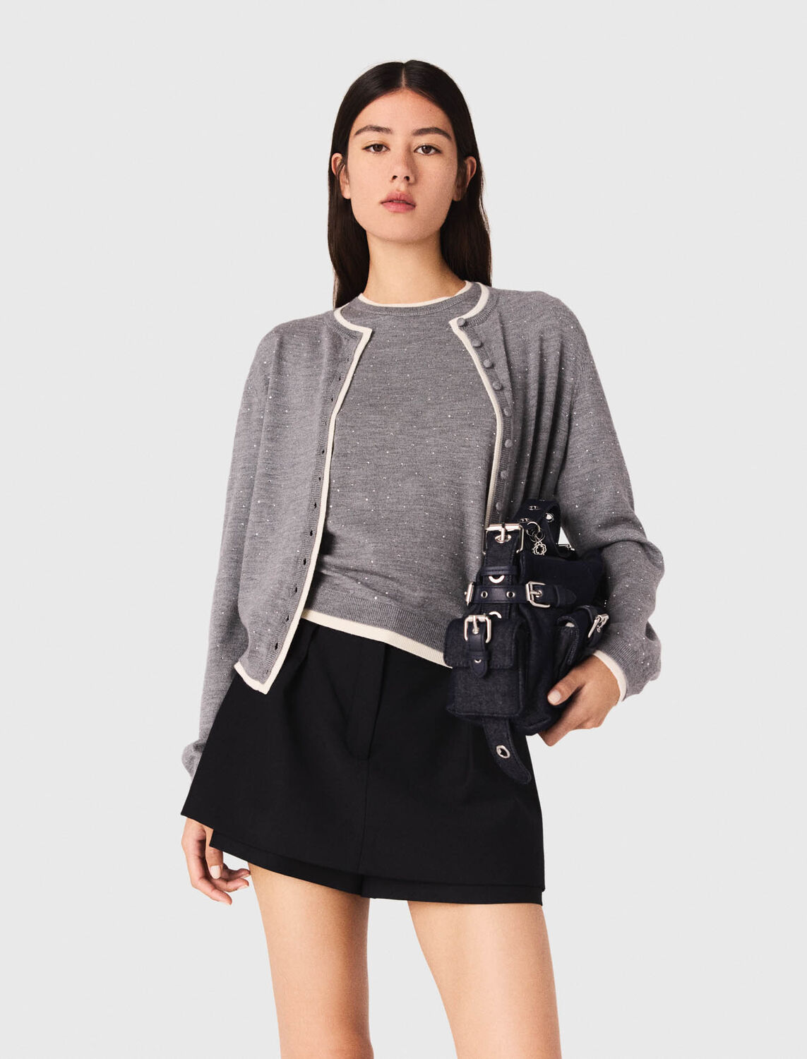 Knit cardigan with rhinestones : Sweaters & Cardigans color Blue