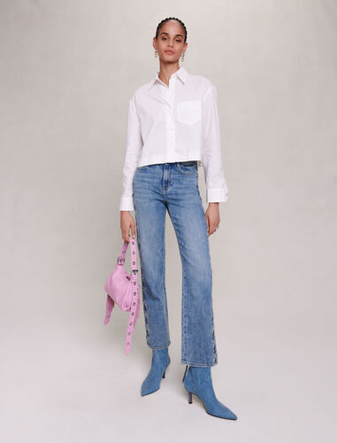 Rhinestone shirt : Shirts color White