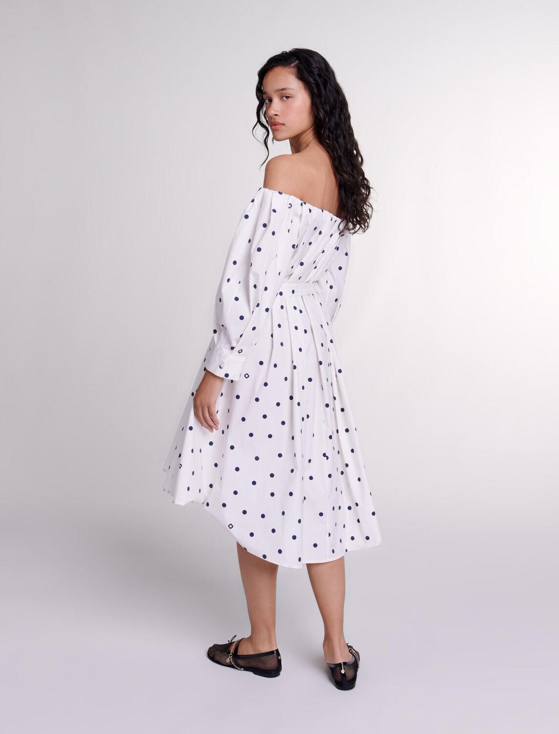 Shirt dress with bardot neckline - Fall-Winter Collection - MAJE