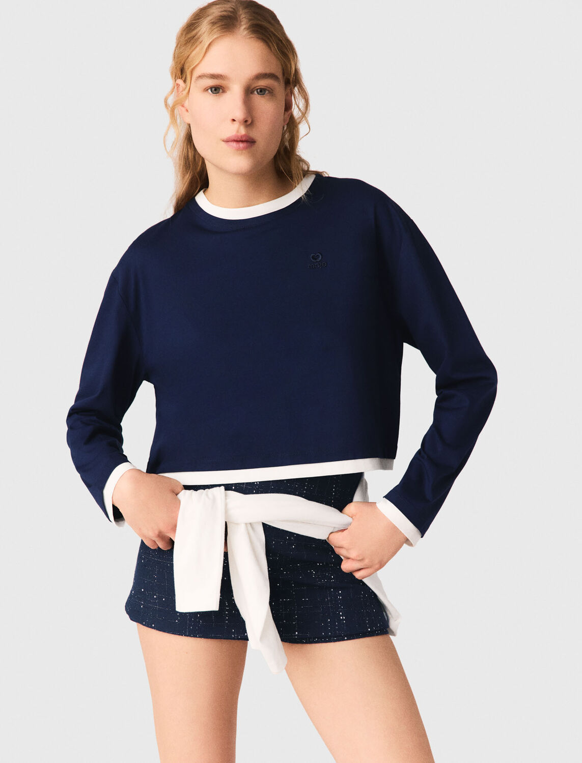 Layered-effect T-shirt : T-Shirts color Navy