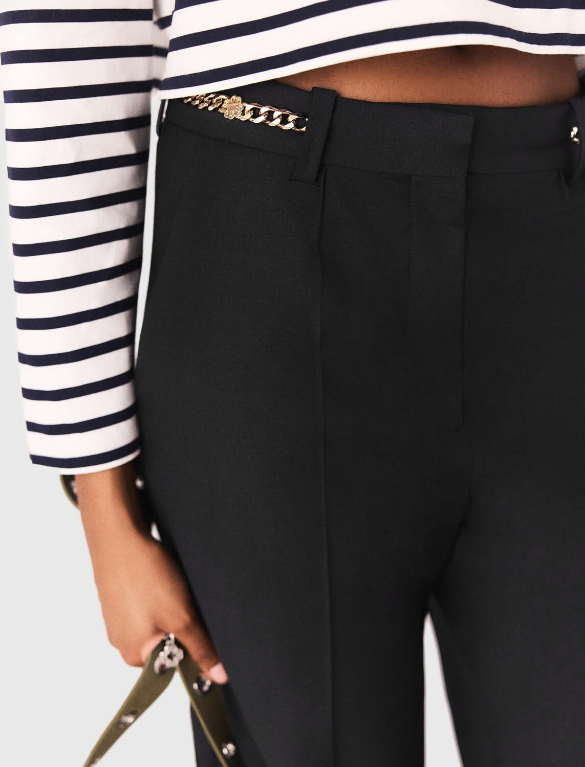 Suit trousers with chain detail : Trousers & Jeans color Navy