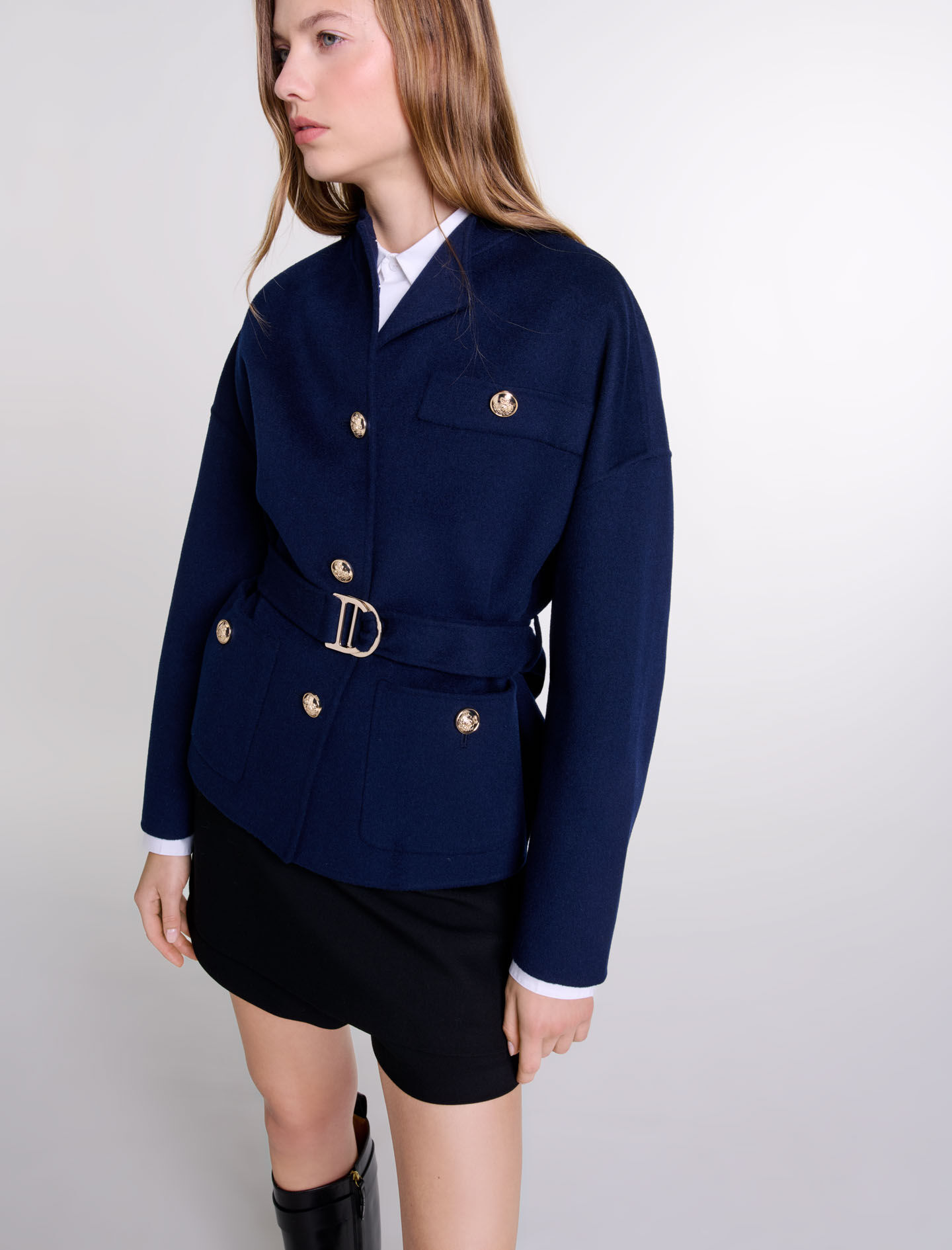 124GIFALY Belted short wool coat - View All - Maje.com