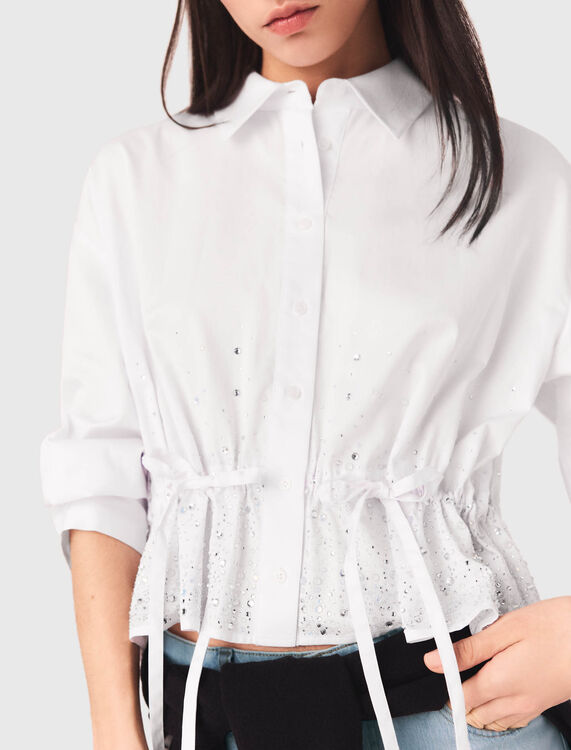 Cotton shirt with rhinestones - Shirts - MAJE