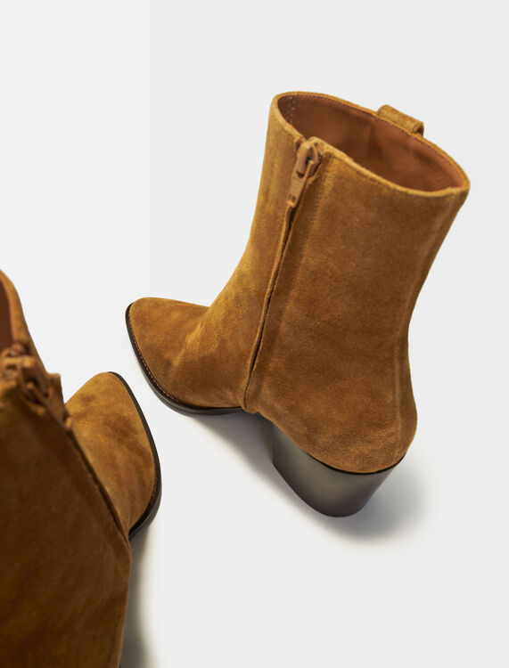 Camel suede boots - Booties & Boots - MAJE