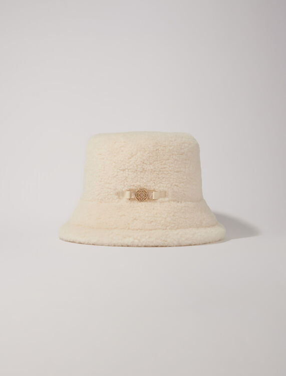 Faux fur bucket hat : Other accessories color Ecru