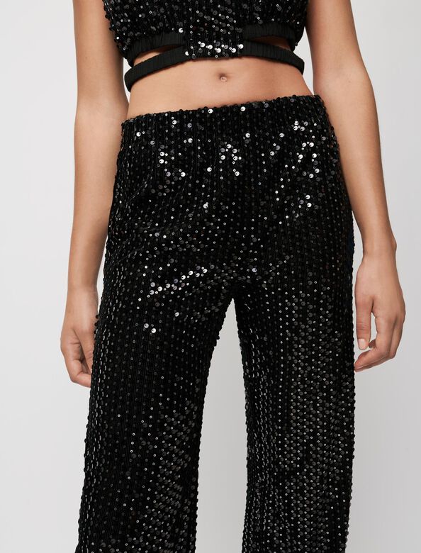 Velvet and sequin trousers : Trousers & Jeans color 