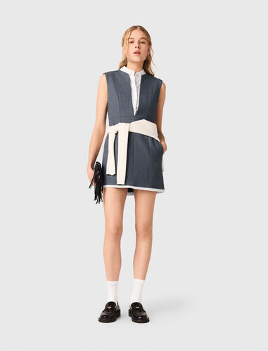Layered-effect tailored dress : Dresses color Grey
