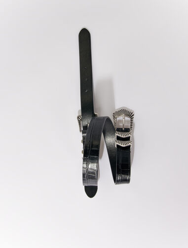 Double buckle belt : Belts color Black