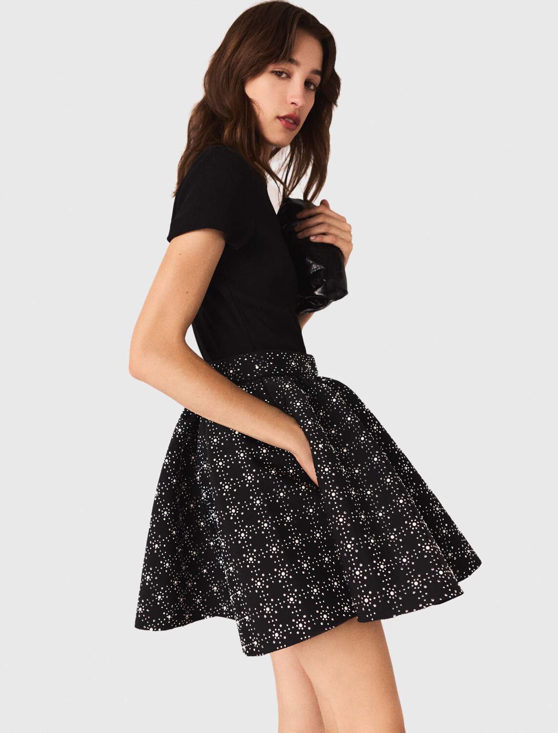 Pearl and rhinestone skater skirt - Skirts & Shorts - MAJE