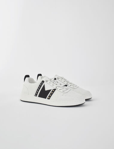 Two-tone leather sneakers : Sneakers color Black / White