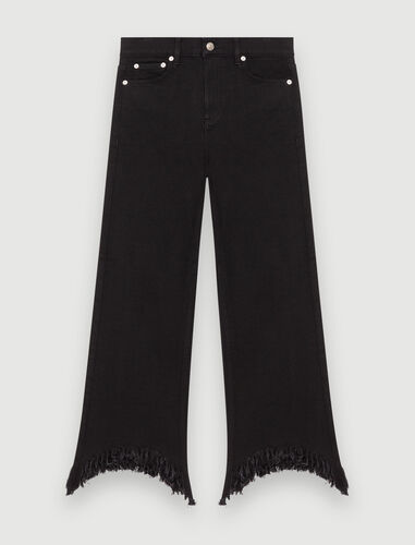 High-waisted black jeans with ripped hem : Trousers & Jeans color Black