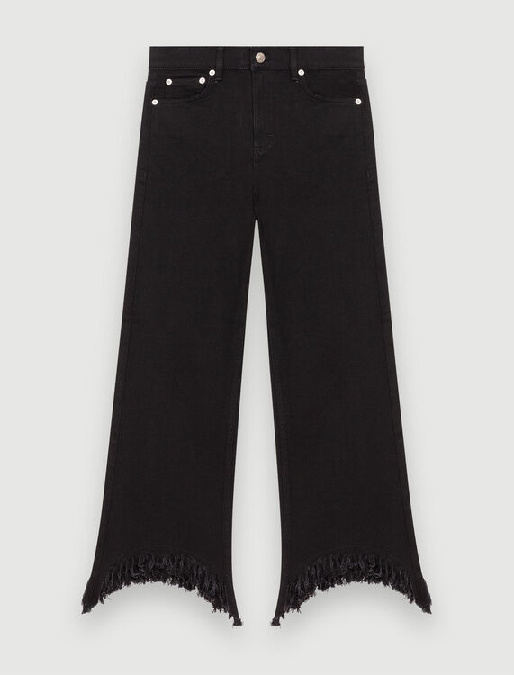 High-waisted black jeans with ripped hem - Trousers & Jeans - MAJE
