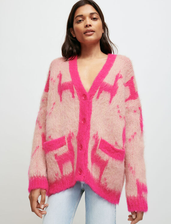 Mohair cardigan with llama pattern - Cardigans & Sweaters - MAJE