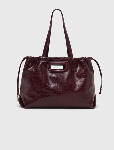 Crackled leather M Tote bag : M Bag color Burgundy