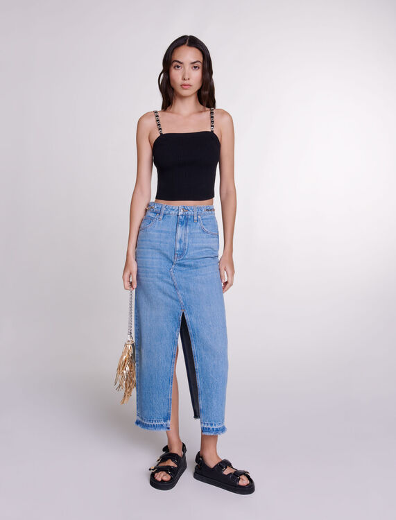 Crop top with removable straps - Tops - MAJE