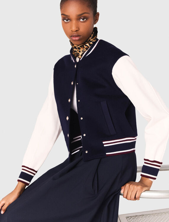 Mixed fabric bomber - Sweaters & Cardigans - MAJE