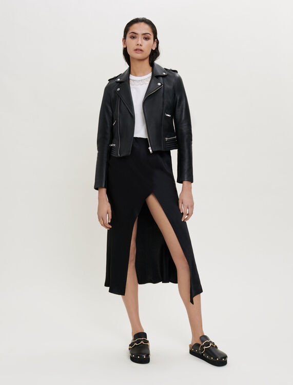 Leather biker jacket - Coats - MAJE