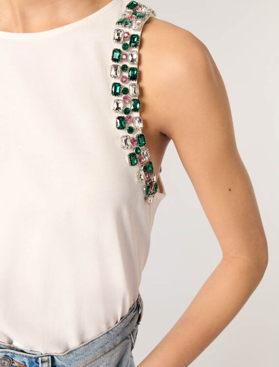 Rhinestone vest top - T-Shirts - MAJE