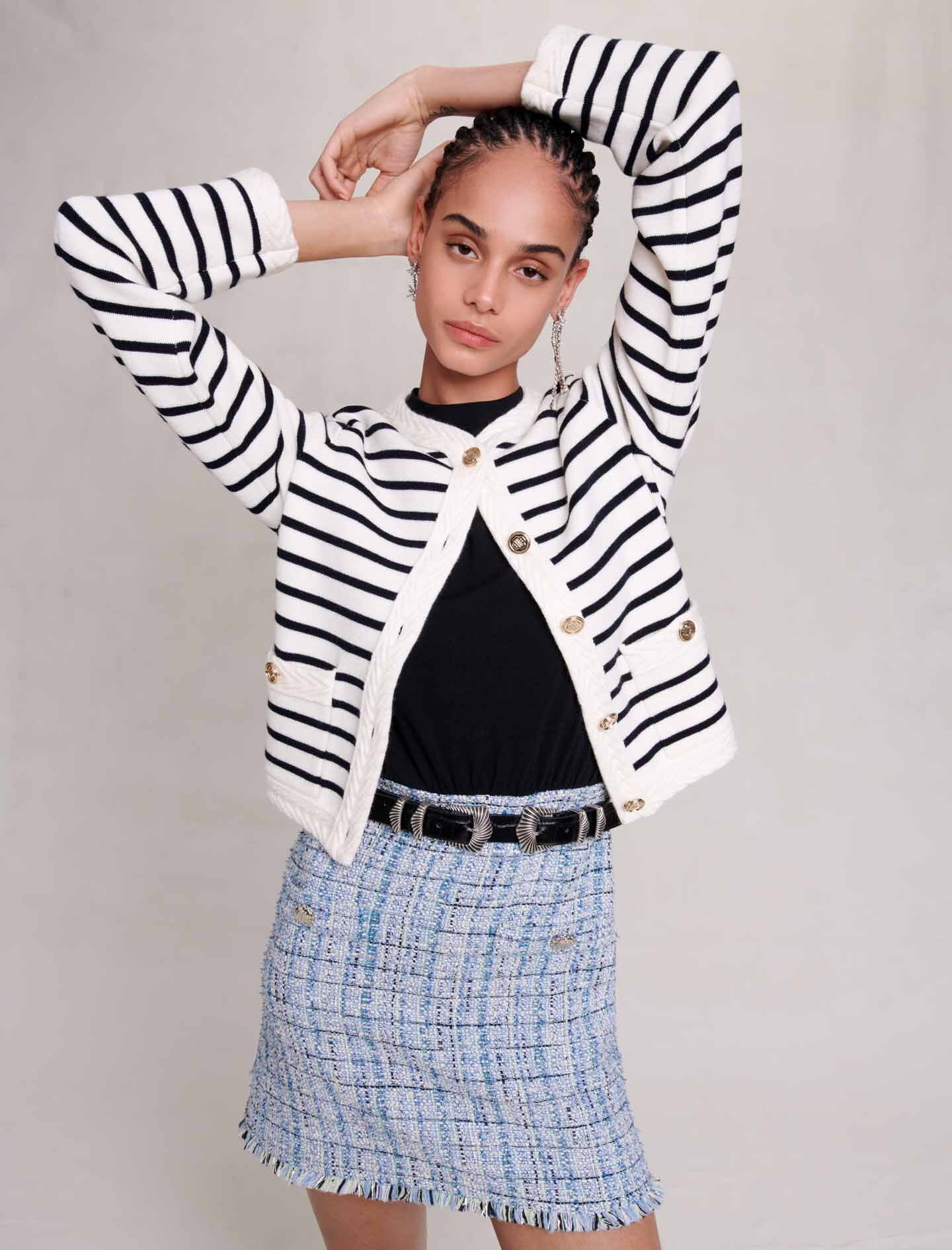 123MARACASSE Striped knit cardigan Sweaters Cardigans Maje