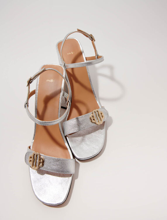 Metallic leather sandals -  - MAJE