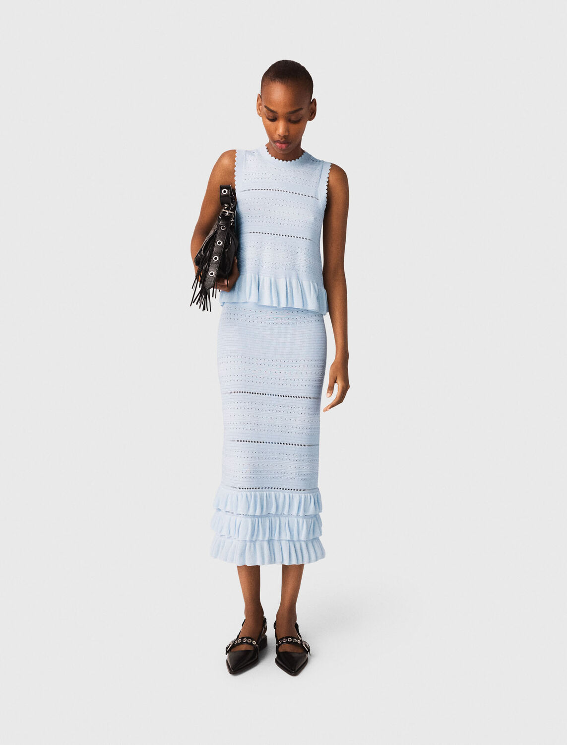 Long ruffled knit skirt - Skirts & Shorts - MAJE