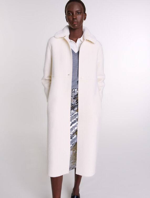 Wool coat with removable collar - Coats - MAJE