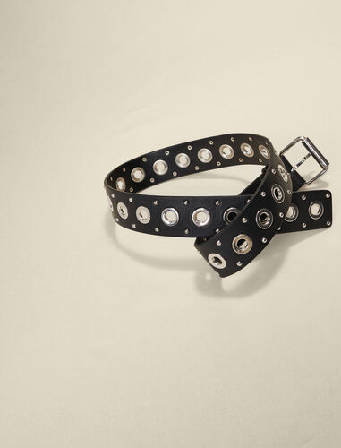 Belt with inset studs : Belts color Black