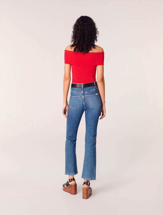 Rib knit bardot-neck top - Tops - MAJE