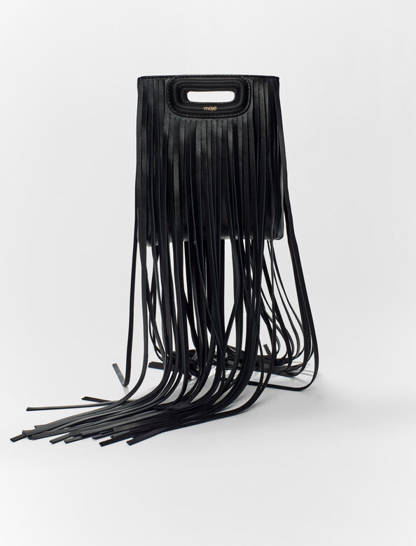 Leather mini M bag with fringing : Bags color 