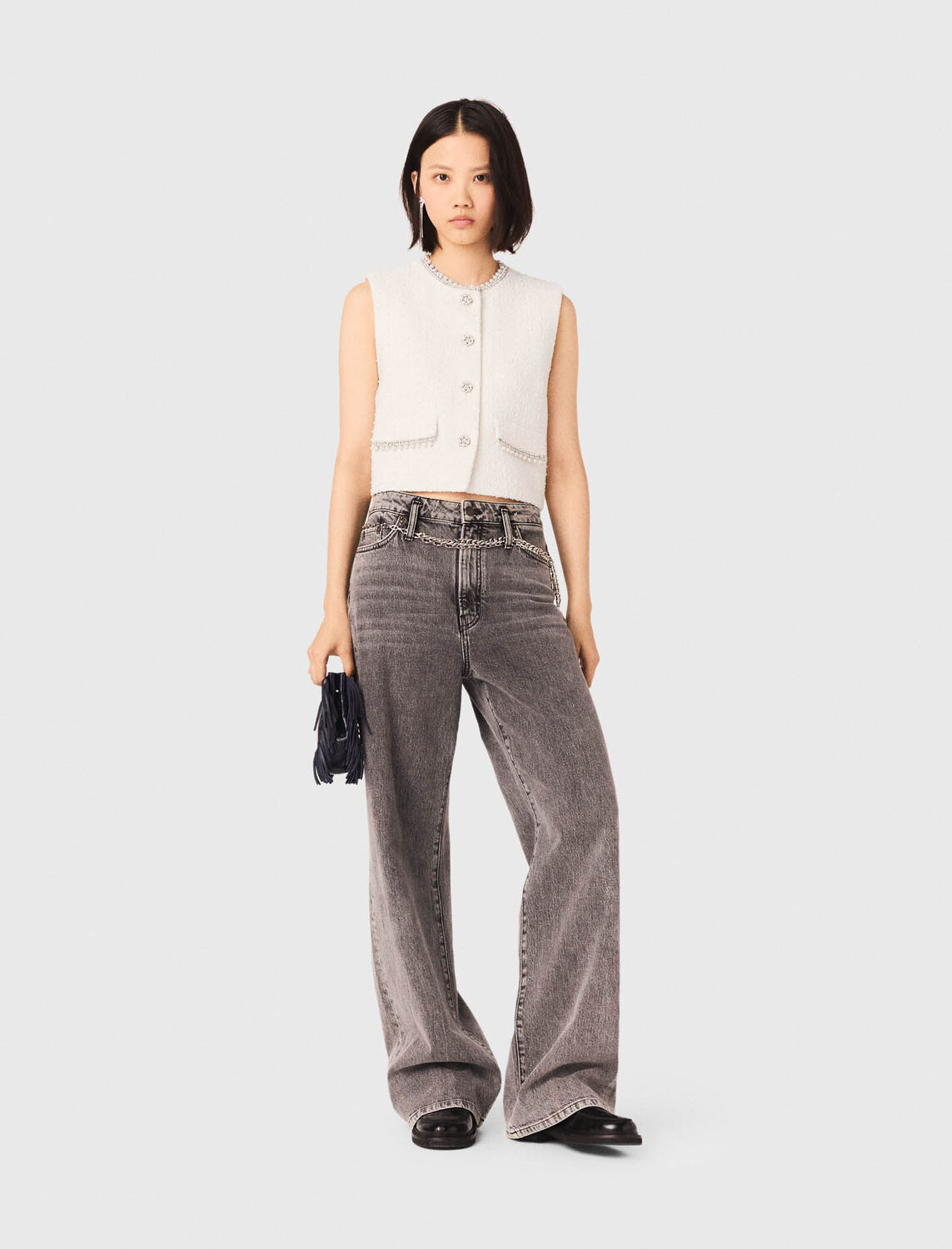 Beaded tweed jacket - Tops - MAJE