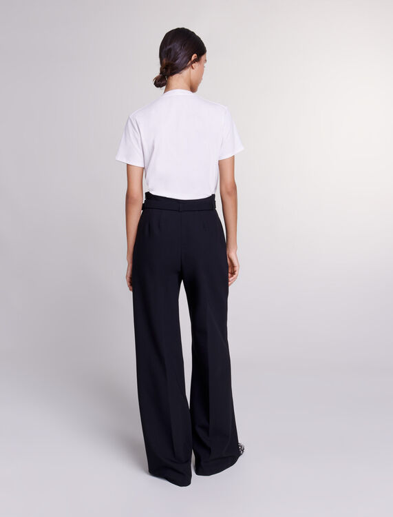 Wide leg pants with belt - Trousers & Jeans - MAJE