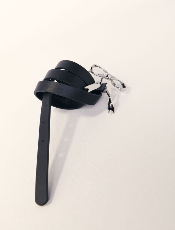Slim leather bow belt - Belts - MAJE