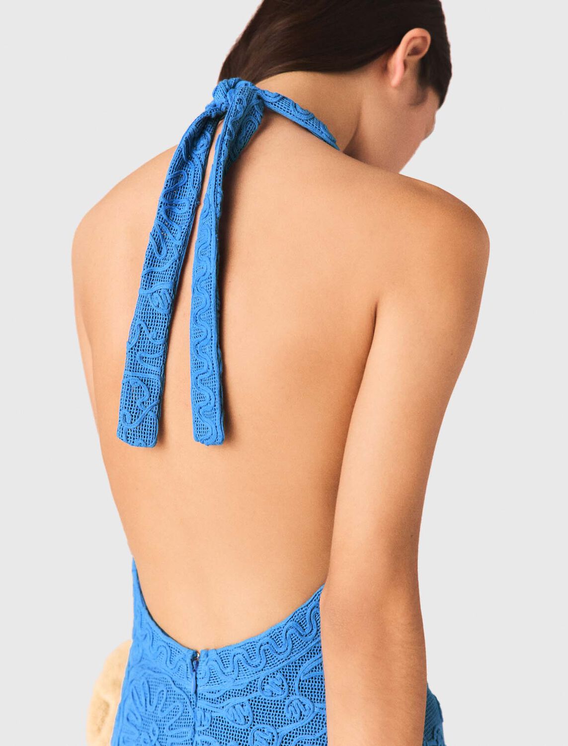 Backless guipure maxi dress : Dresses color Blue