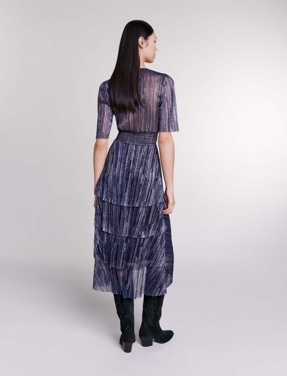 Full lamé dress with ruffles : 30% Off color 