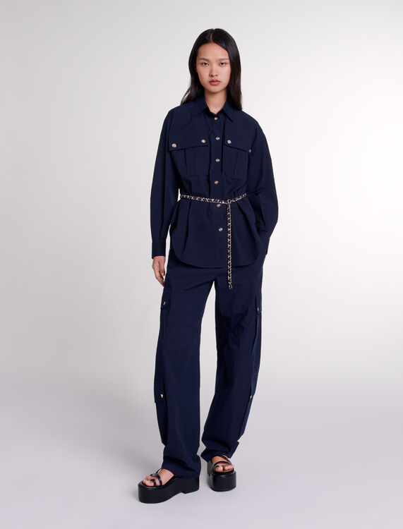 Belted long shirt : Fall-Winter Collection color Navy