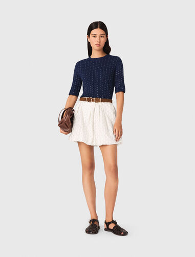 Round-neck rhinestone jumper : Sweaters & Cardigans color Navy