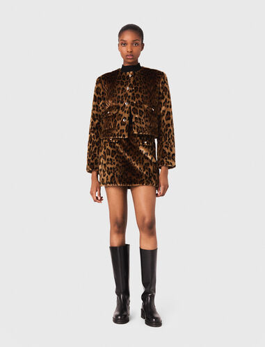 Leopard faux fur jacket : Coats color Big leopard print