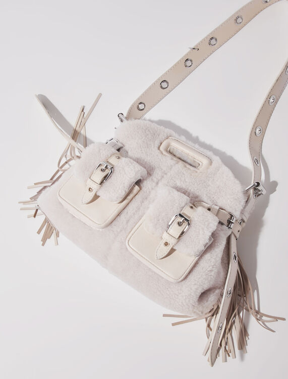 Miss M Mini faux fur cargo bag - M Bag - MAJE